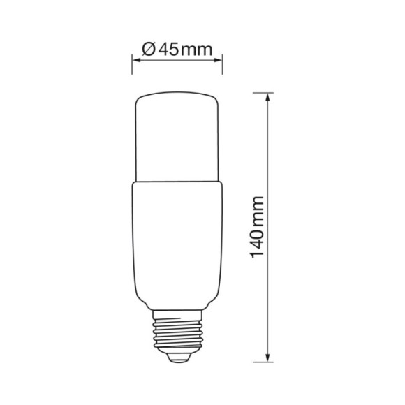 Tubular E27 12W led 6000k