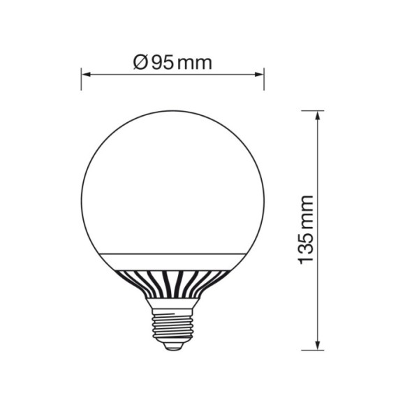 Lámpara globo E27 15W led 6000K