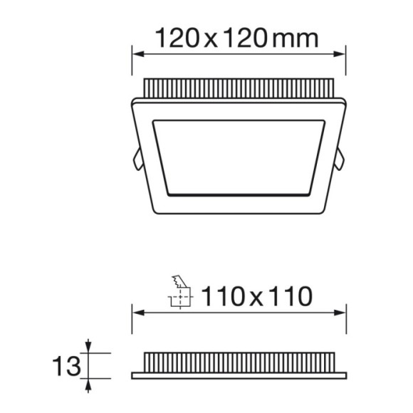 Panel extraplano cuadrado 6W led 4000K