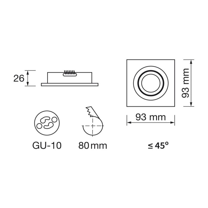 Empotrable cuadrado basculante