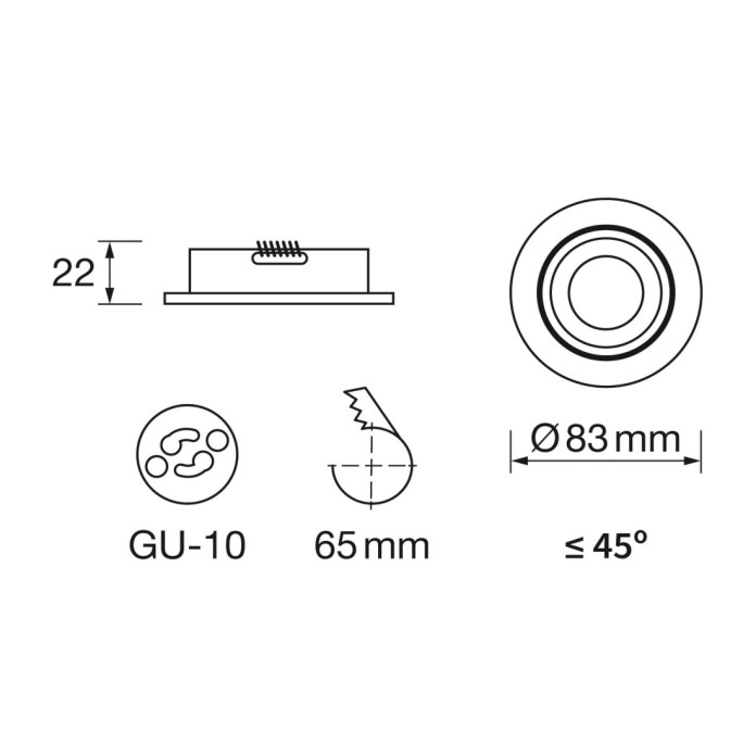 Empotrable redondo basculante