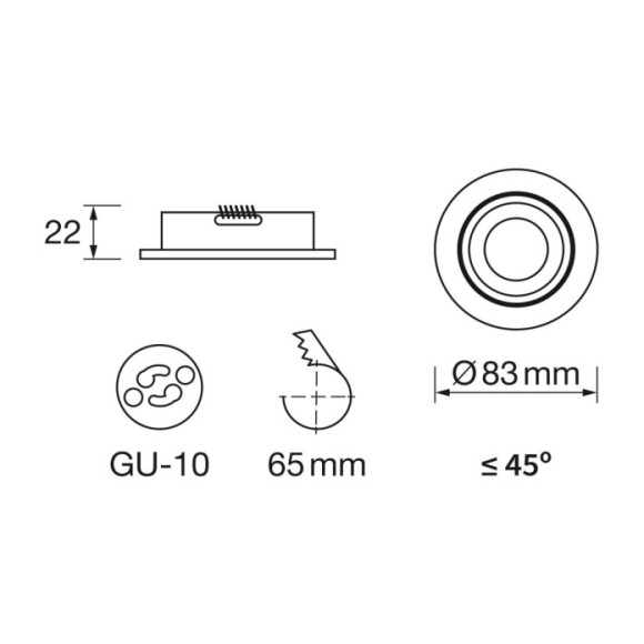Empotrable redondo basculante