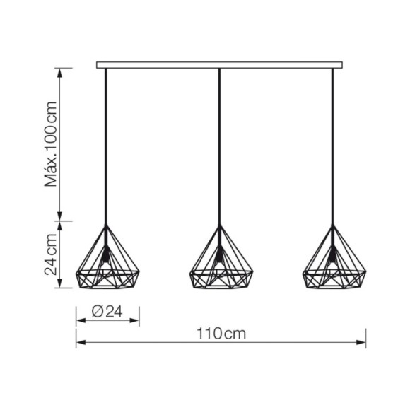 Lámpara colgante3xE27