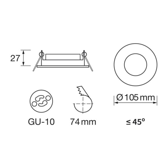 Empotrable redondo basculante