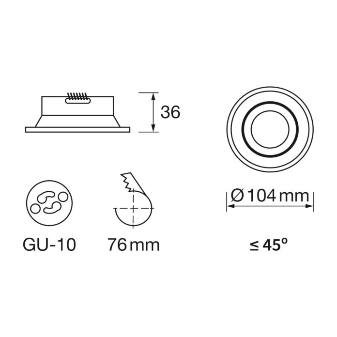 Empotrable redondo basculante