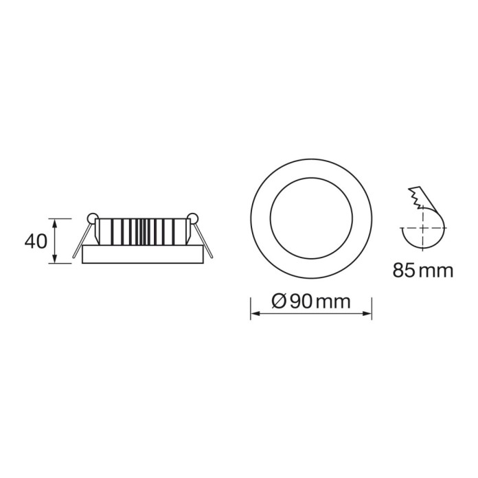 Empotrable redondo fijo 9W led