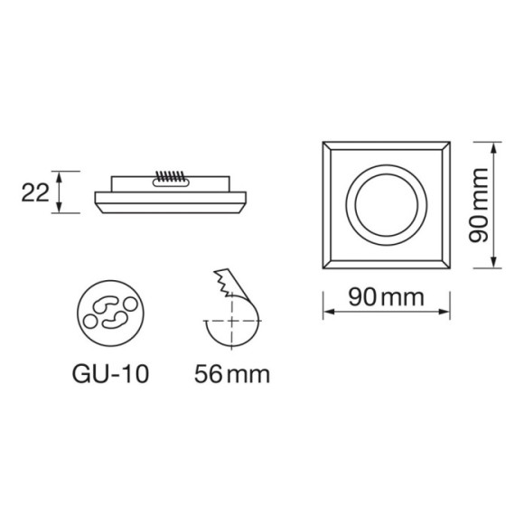 Empotrable cuadrado fijo