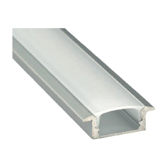 Perfil aluminio 24X7 de empotrar - 2m - Kit (incluye difusor y tapas)