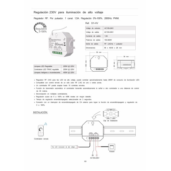 Controlador y regulador para tira de led